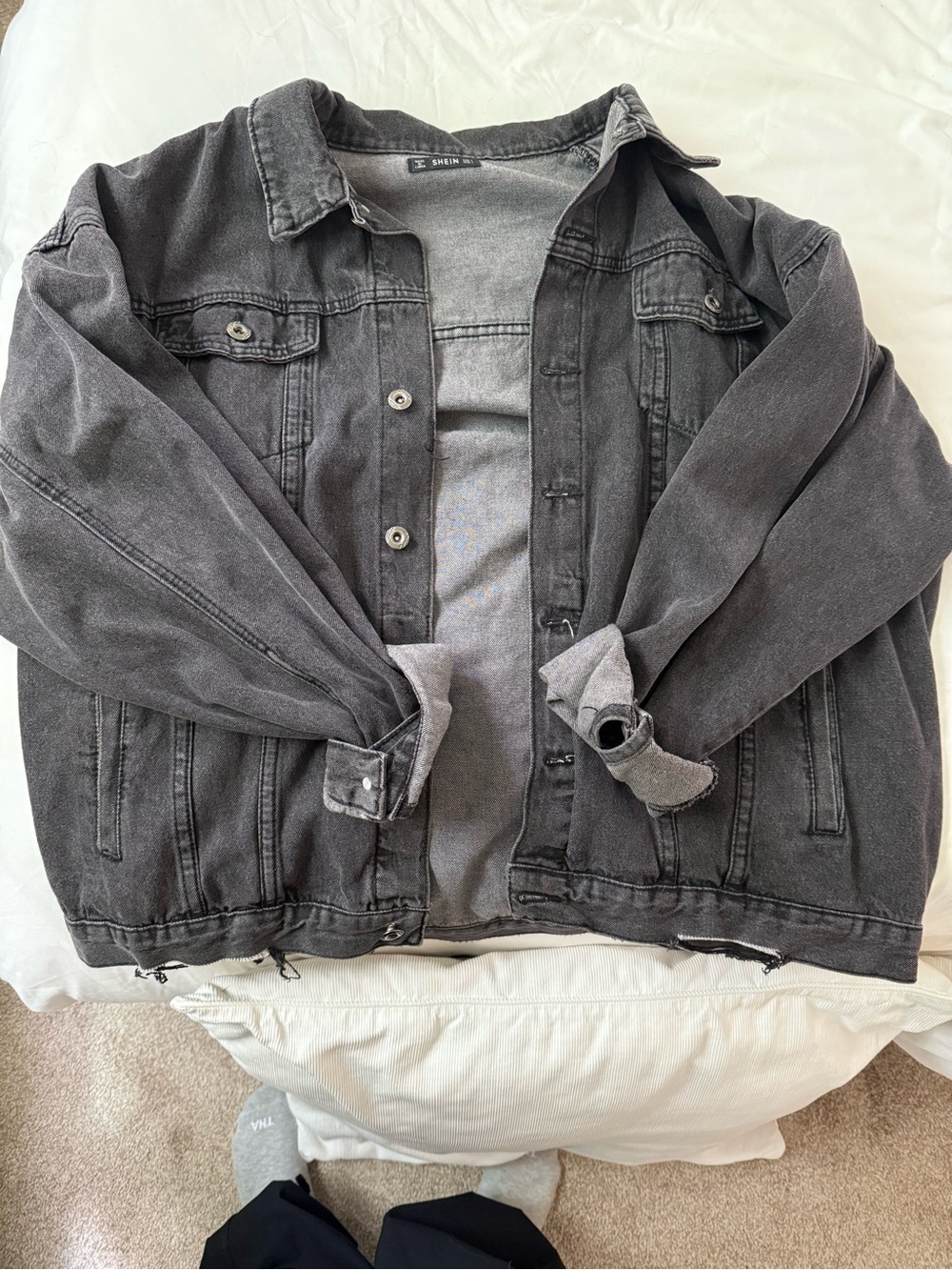 SHEIN Washed Black Oversized Denim Jacket